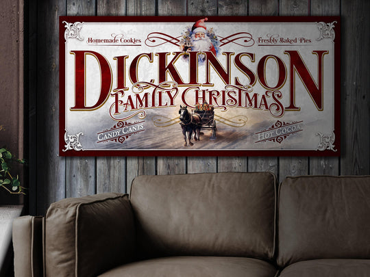 Vintage Santa Christmas Sign | Santa Christmas Decor Sign | Personalized Christmas Sign | Old Fashioned Christmas Sign on Canvas or Metal