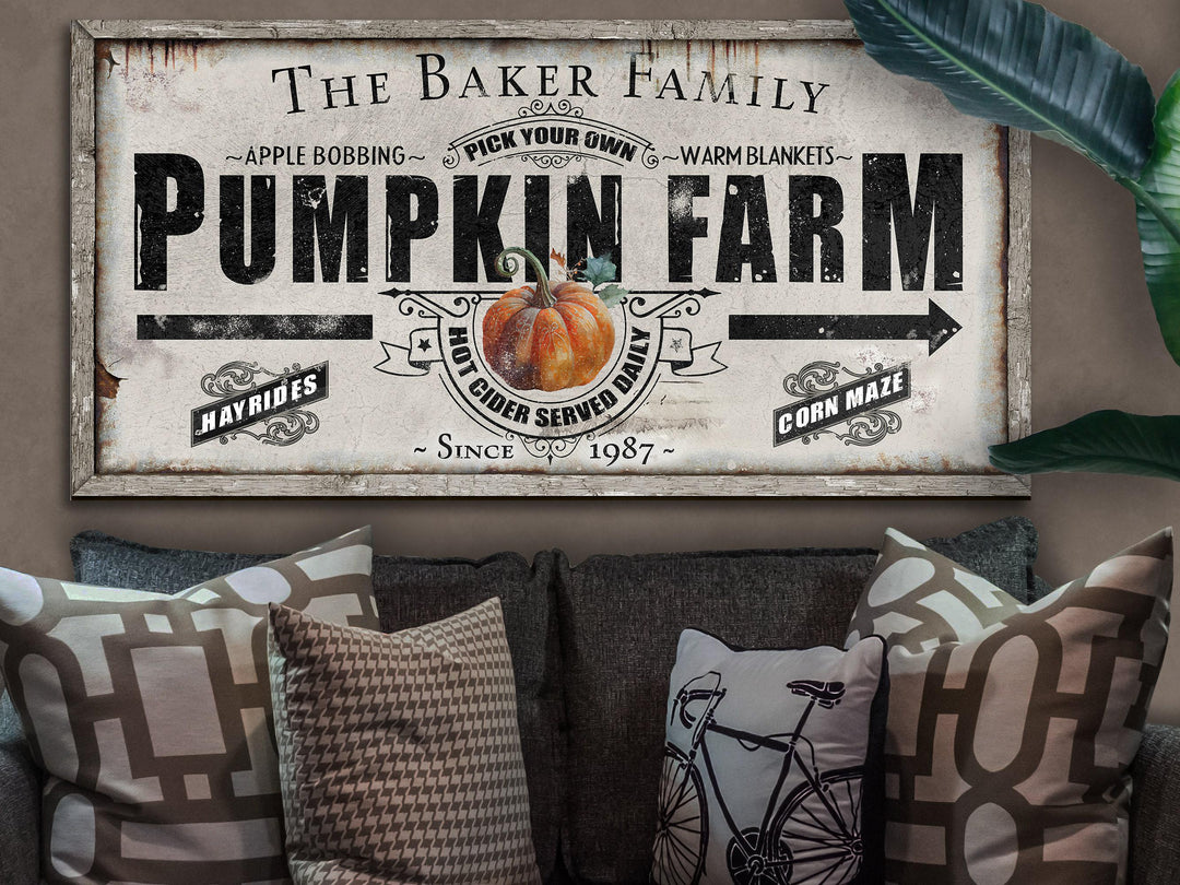 Pumpkin Farm Sign | Farmhouse Pumpkin Sign | Personalized Fall Sign | Autumn Sign | Custom Family Name Fall Sign | Autumn Pumpkin Decor