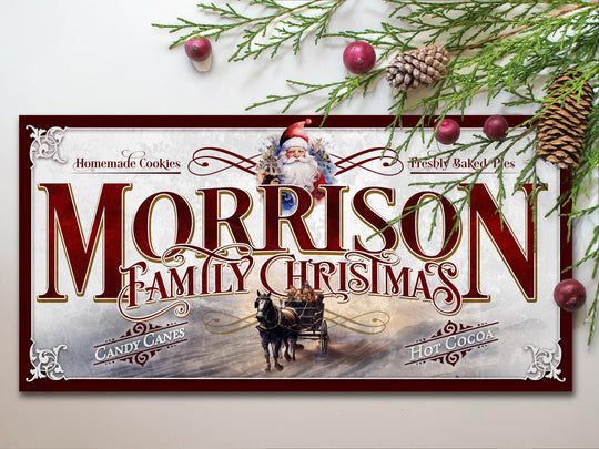 Vintage Santa Christmas Sign | Santa Christmas Decor Sign | Personalized Christmas Sign | Old Fashioned Christmas Sign on Canvas or Metal