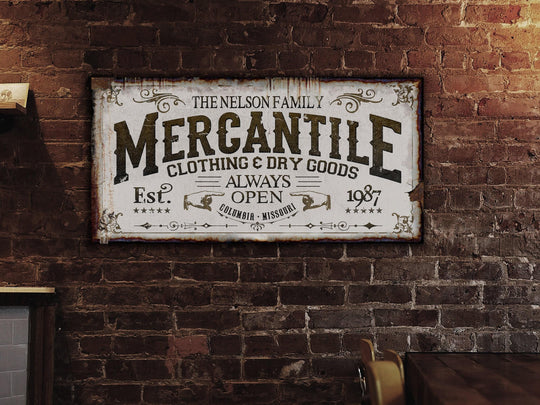 Personalized Last Name Mercantile Sign | Mercantile Farmhouse Sign | Farmhouse Sign | Ranch House Plans | Farm Wall Decor | Distressed Sign