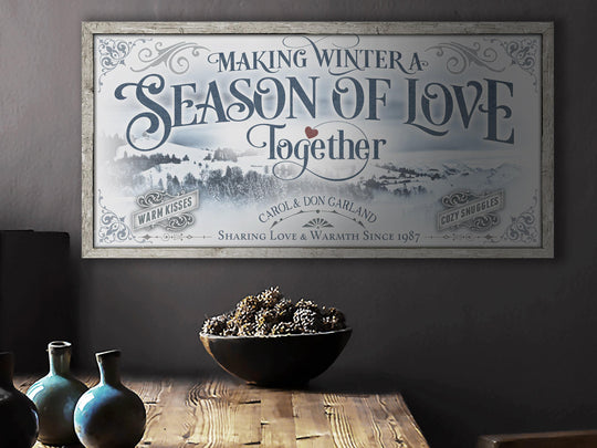 Winter Valentine's Day Sign | White Winter Sign | Valentine Sign | Vintage Holiday | Established Wall Art | Metal Print