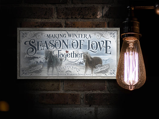 Winter Valentine's Day Sign | White Winter Sign | Valentine Sign | Vintage Holiday | Established Wall Art | Metal Print