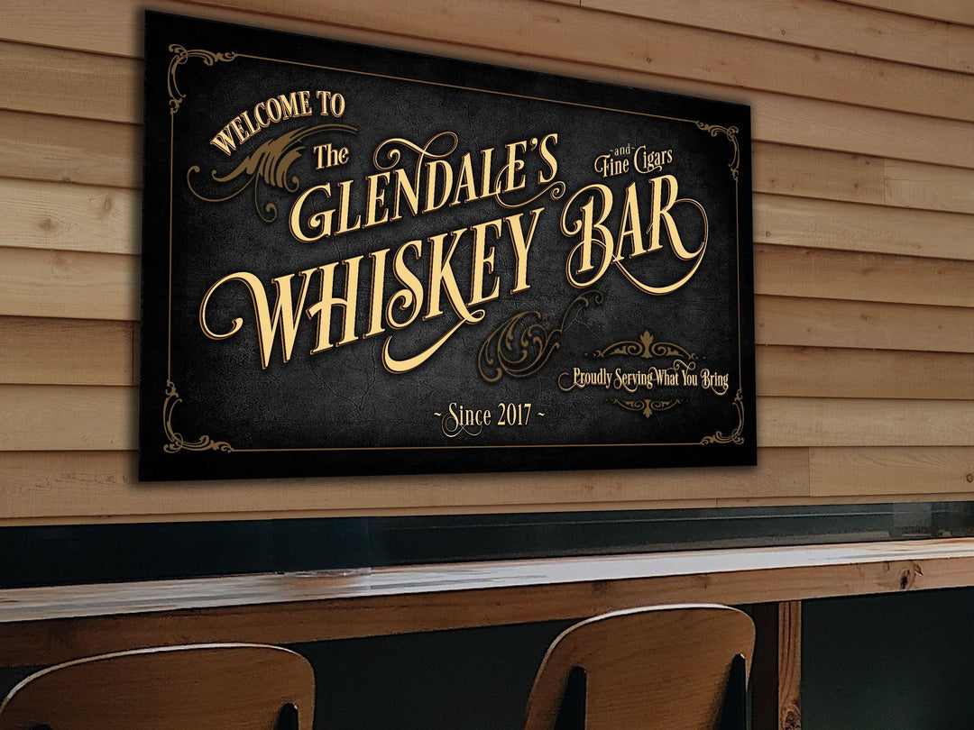 Whiskey Bar Sign Personalized, Bar Wall Decor, Personalized Bar Sign, Vintage Bar Signage