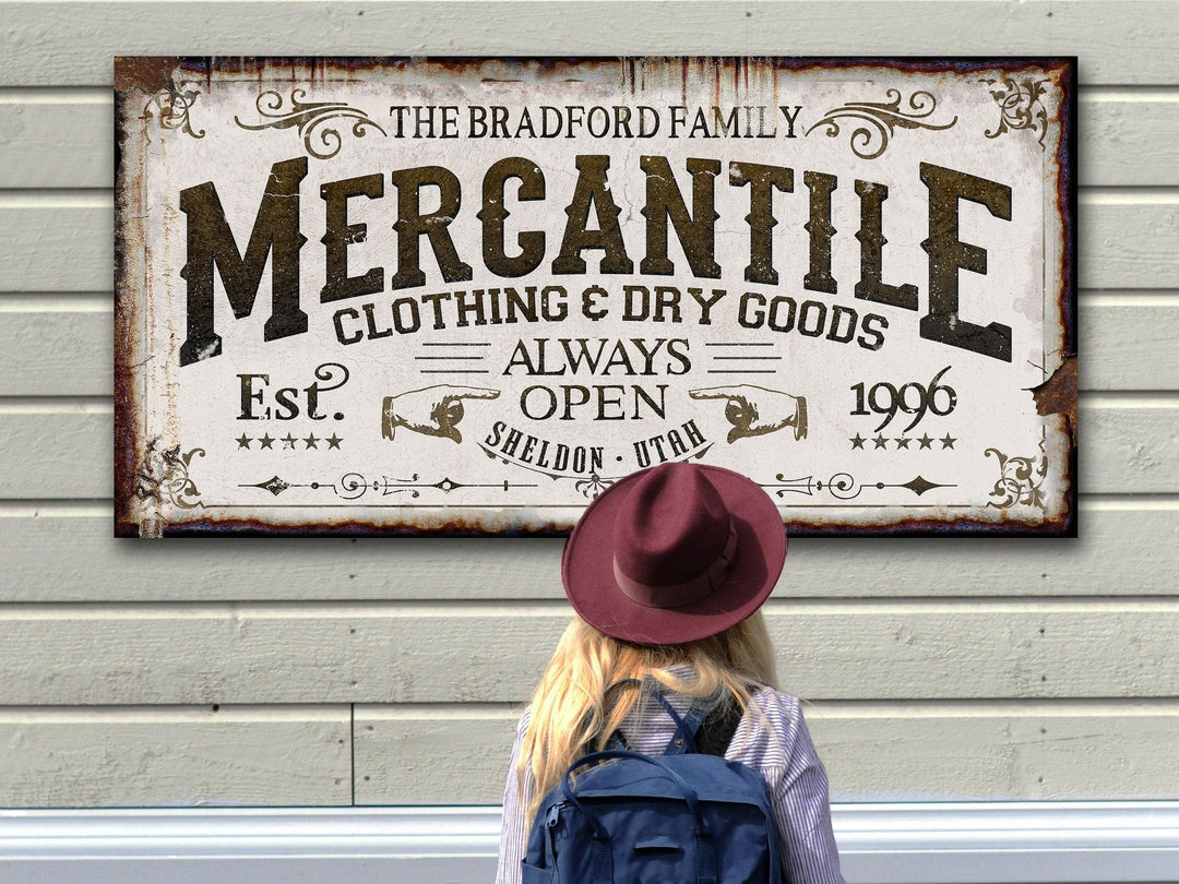 Personalized Last Name Mercantile Sign | Mercantile Farmhouse Sign | Farmhouse Sign | Ranch House Plans | Farm Wall Decor | Distressed Sign