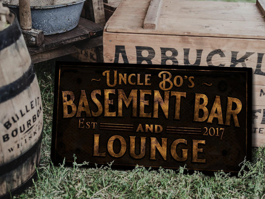Primitive Farmhouse Basement Bar Sign | Personalized Basement Bar Sign | Basement Lounge Sign | Family Name Bar Sign | Family Bar Sign