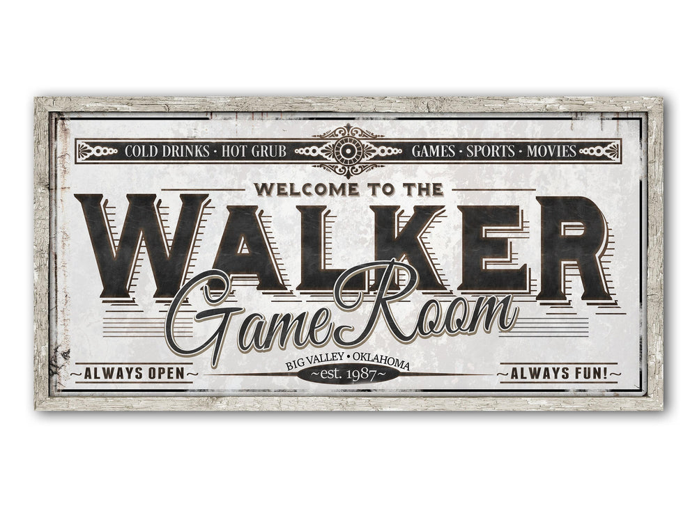 Personalized Game Room Sign - Metal or Canvas | Custom Game Room Sign | Personalized Family Game Room Sign | Large Metal Wall Art