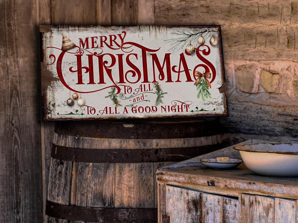 Large Merry Christmas Sign | Merry Christmas To All | Rustic Christmas Sign | Farmhouse Christmas | Large Canvas | Large Metal