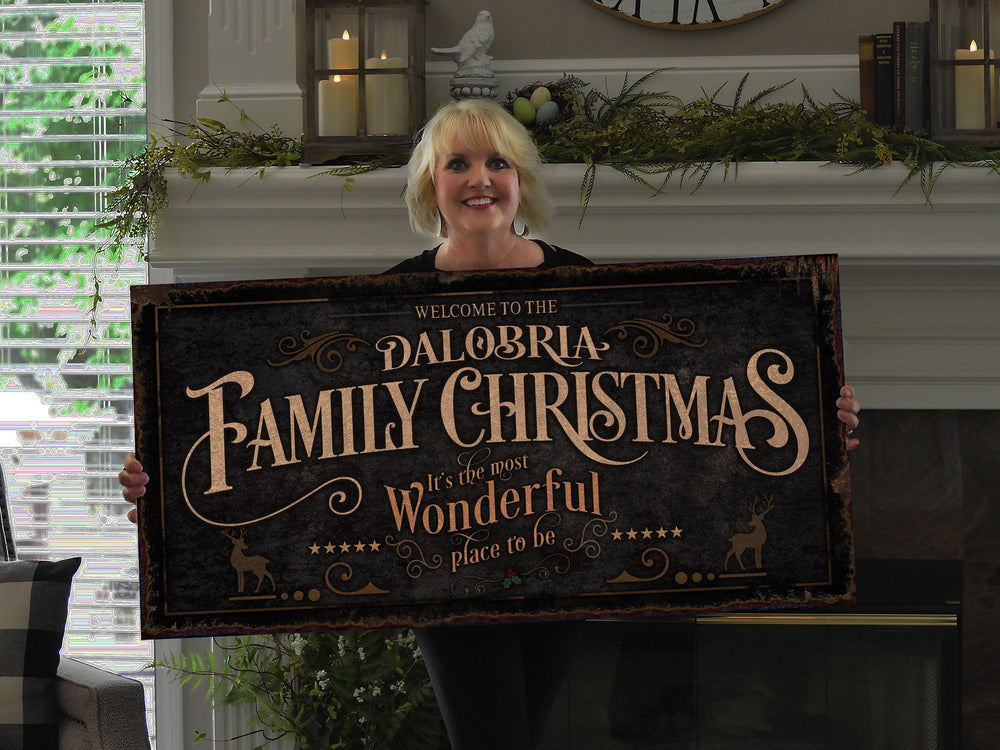 Family Christmas Sign | Christmas Decor Sign | Neutral Vintage Christmas Sign | Farmhouse Rust | Farm Wall Decor | Rustic Distressed Sign