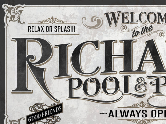 Personalized Pool & Patio Sign | Customized Pool Sign | Large Personalized Family Name Pool and Patio Sign | Large Metal or Canvas Wall Art