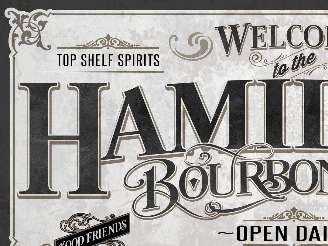 Personalized Bourbon Bar Sign | Customized Bar Sign | Large Personalized Family Name Bourbon Bar Sign | Large Metal or Canvas Wall Art