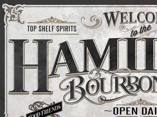 Personalized Bourbon Bar Sign | Customized Bar Sign | Large Personalized Family Name Bourbon Bar Sign | Large Metal or Canvas Wall Art
