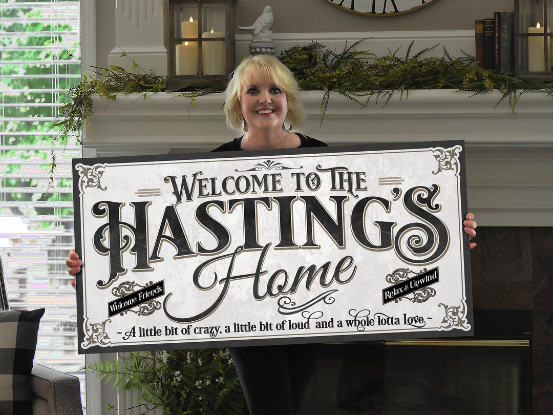 Personalized Family Home Sign, Last Name Home Sign, Personalized Family Name Sign, A Little Bit of Crazy, A Lot of Love Wall Decor Sign
