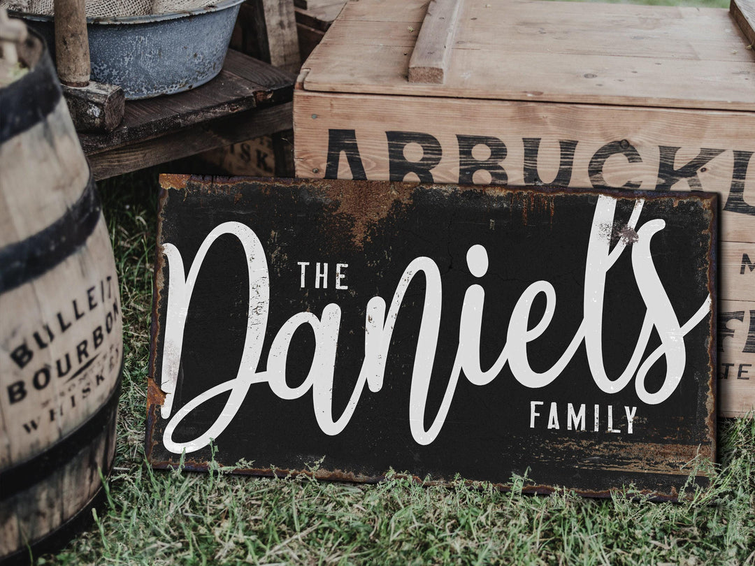 Primitive Family Name Sign | Minimalistic Family Sign | Large Personalized Family Name Sign | Large Canvas Wall Art | Large Metal Wall Art