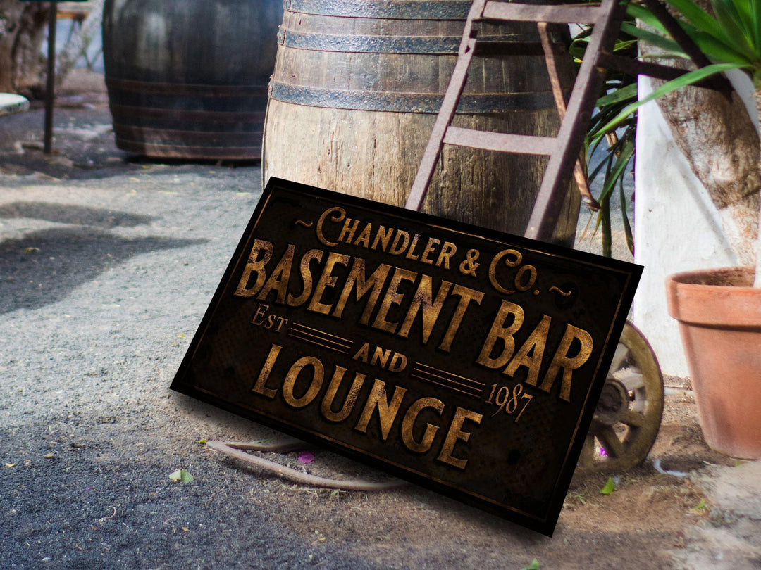 Primitive Farmhouse Basement Bar Sign | Personalized Basement Bar Sign | Basement Lounge Sign | Family Name Bar Sign | Family Bar Sign