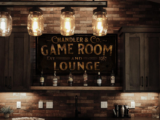 Primitive Game Room and Lounge Sign | Personalized Game Room Lounge Sign | Family Game Room Sign | Family Name Sign | Home Bar Sign