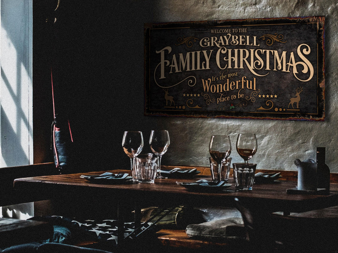 Family Christmas Sign | Christmas Decor Sign | Neutral Vintage Christmas Sign | Farmhouse Rust | Farm Wall Decor | Rustic Distressed Sign