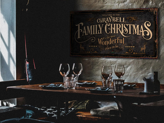 Family Christmas Sign | Christmas Decor Sign | Neutral Vintage Christmas Sign | Farmhouse Rust | Farm Wall Decor | Rustic Distressed Sign