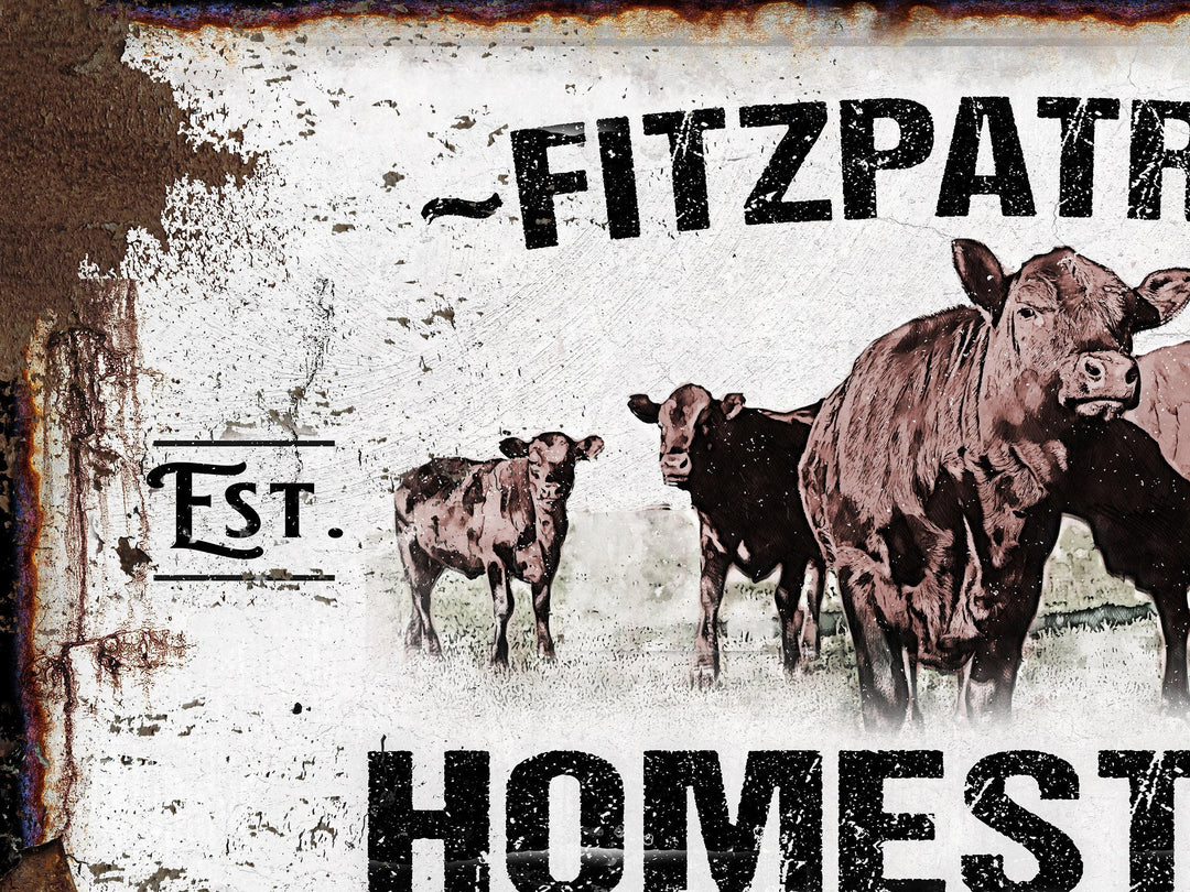 Custom Cattle Ranch Farm Sign, Personalized Last Name Homestead Sign, Farmhouse Rancher Gift