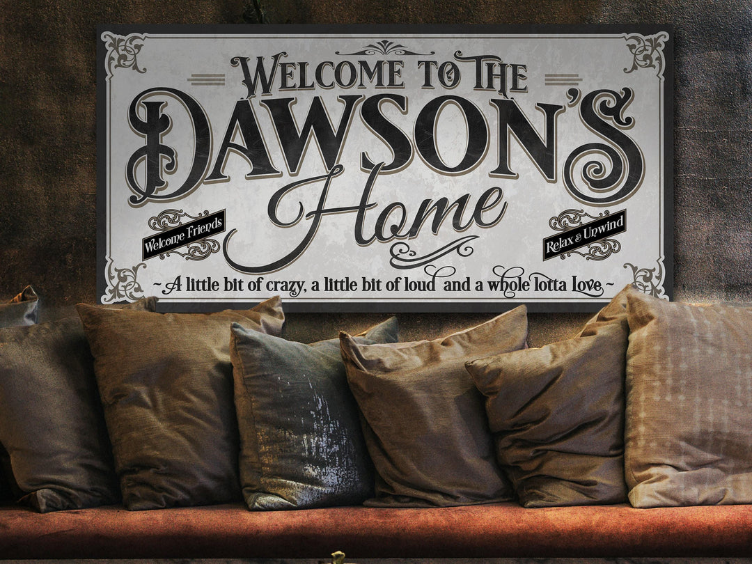 Personalized Family Home Sign, Last Name Home Sign, Personalized Family Name Sign, A Little Bit of Crazy, A Lot of Love Wall Decor Sign