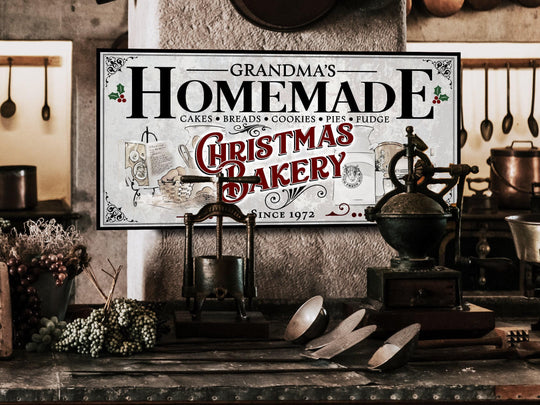 Kitchen Bakery Christmas Sign | Christmas Decor Sign | Personalized Family Christmas Sign | Farmhouse Christmas | Lightly Distressed Sign