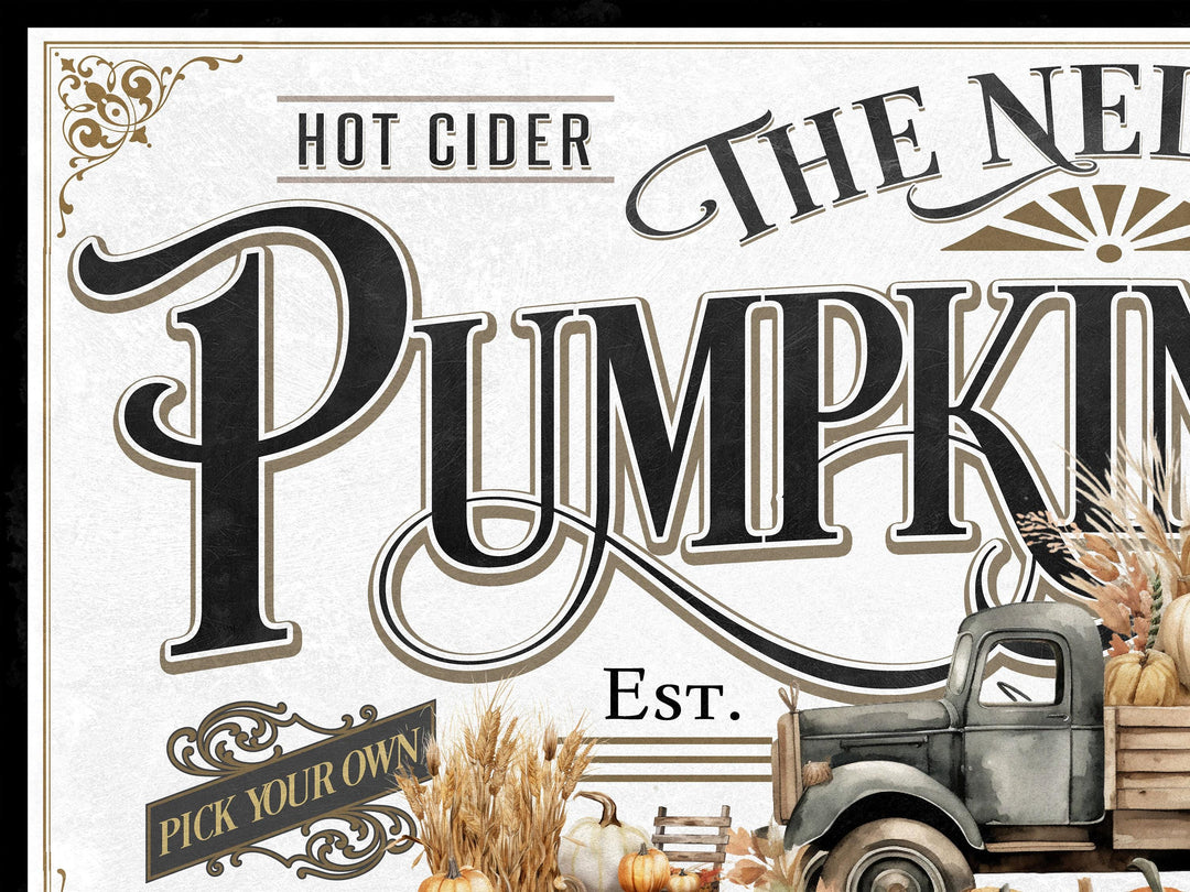 Pumpkin Patch Sign | Pumpkin Farm Sign | Personalized Fall Sign | Autumn Vintage Sign | Light Family Name Fall Sign | Autumn Pumpkin Decor