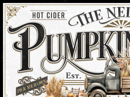 Pumpkin Patch Sign | Pumpkin Farm Sign | Personalized Fall Sign | Autumn Vintage Sign | Light Family Name Fall Sign | Autumn Pumpkin Decor