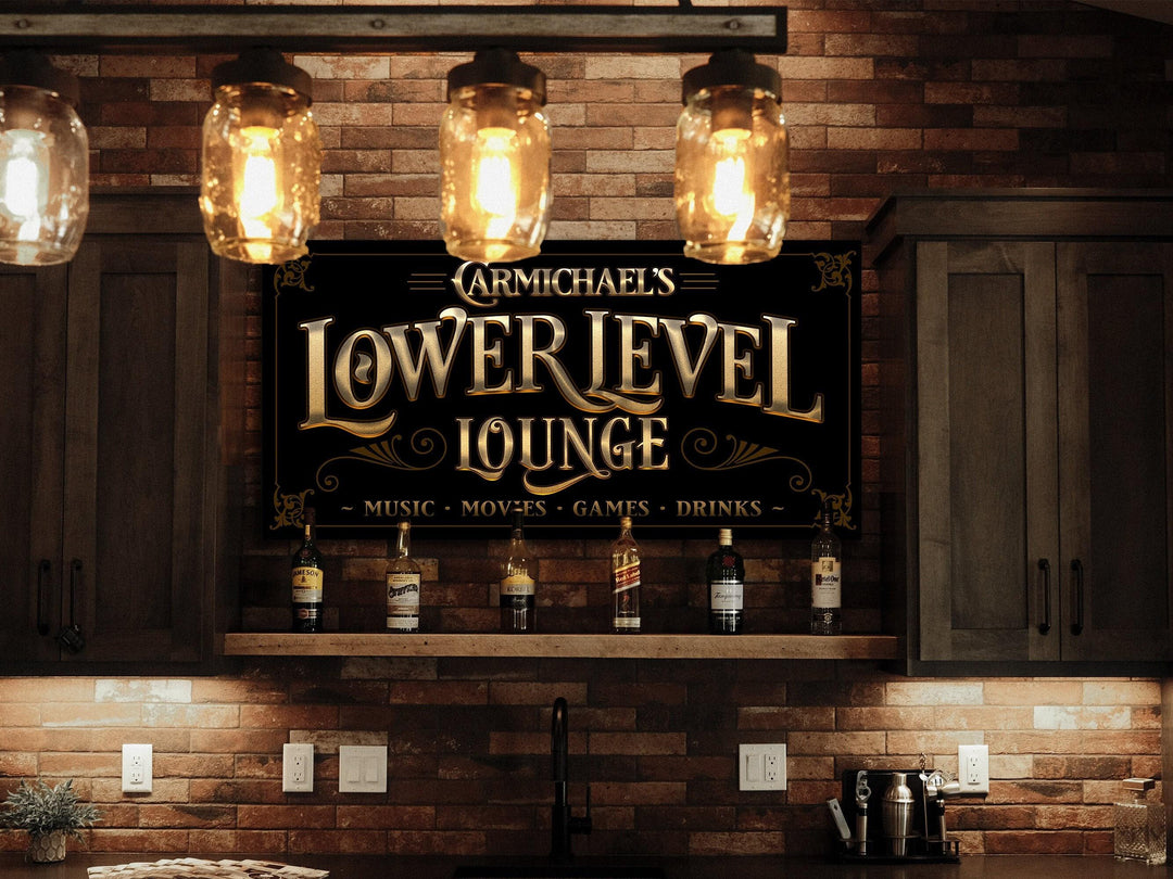 Lower Level Bar Sign | Personalized Bar Sign | Lower Level Sign | Man Cave Decor | Man Cave Sign