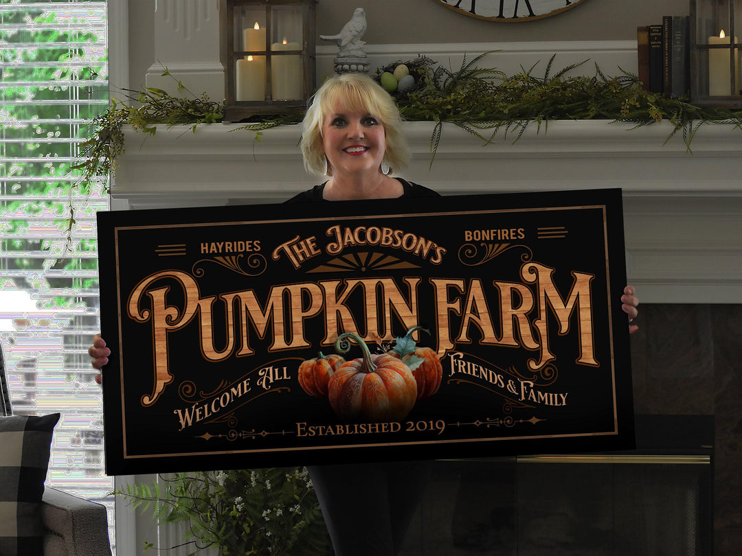 Custom Pumpkin Farm Sign | Pumpkin Patch Sign | Family Name Fall Decor | Autumn Vintage Sign | Farm Wall Decor | Vintage Personalized Sign