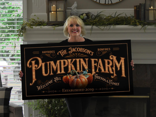 Custom Pumpkin Farm Sign | Pumpkin Patch Sign | Family Name Fall Decor | Autumn Vintage Sign | Farm Wall Decor | Vintage Personalized Sign