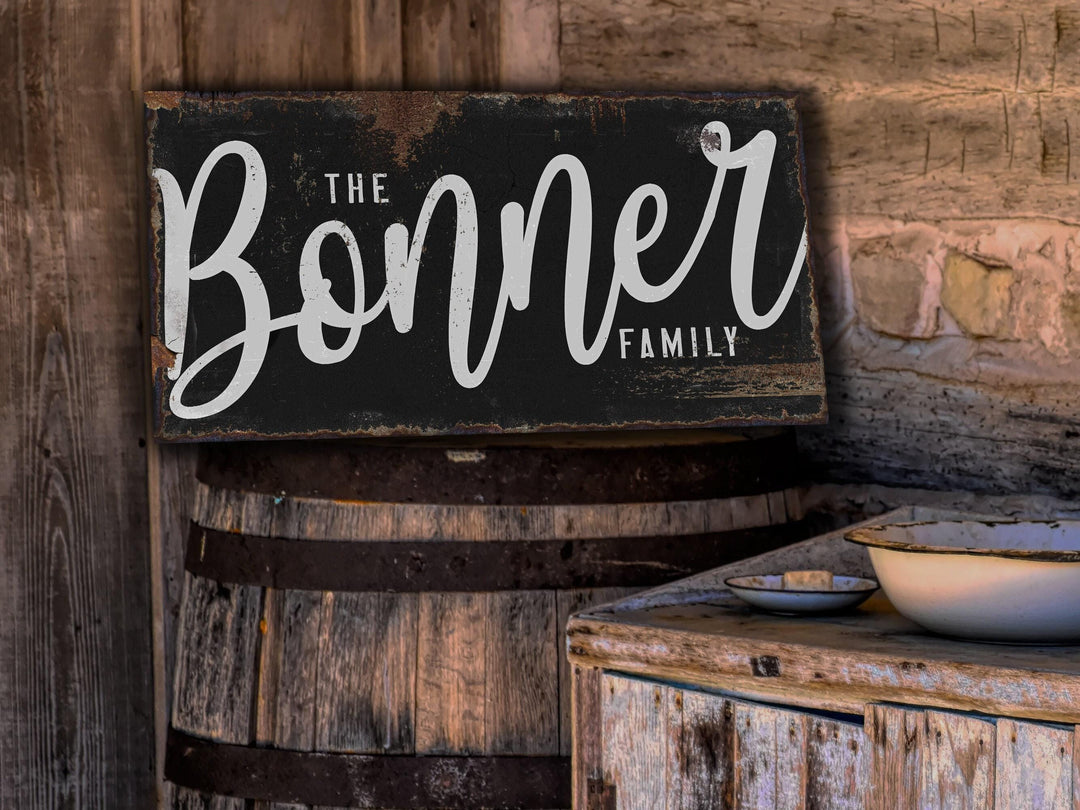 Primitive Family Name Sign | Minimalistic Family Sign | Large Personalized Family Name Sign | Large Canvas Wall Art | Large Metal Wall Art