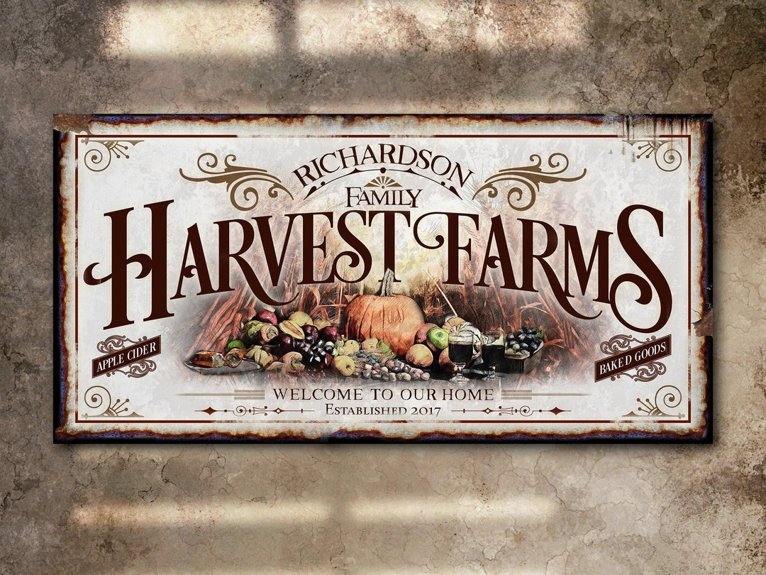 Harvest Farm Sign | Fall Harvest Sign | Rustic Fall Decor | Autumn Vintage Sign | Farm Wall Decor | Distressed Fall Sign