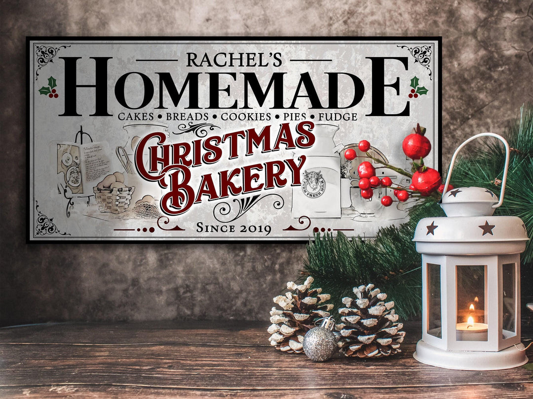 Kitchen Bakery Christmas Sign | Christmas Decor Sign | Personalized Family Christmas Sign | Farmhouse Christmas | Lightly Distressed Sign