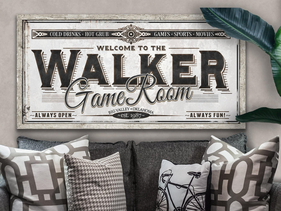 Personalized Game Room Sign - Metal or Canvas | Custom Game Room Sign | Personalized Family Game Room Sign | Large Metal Wall Art