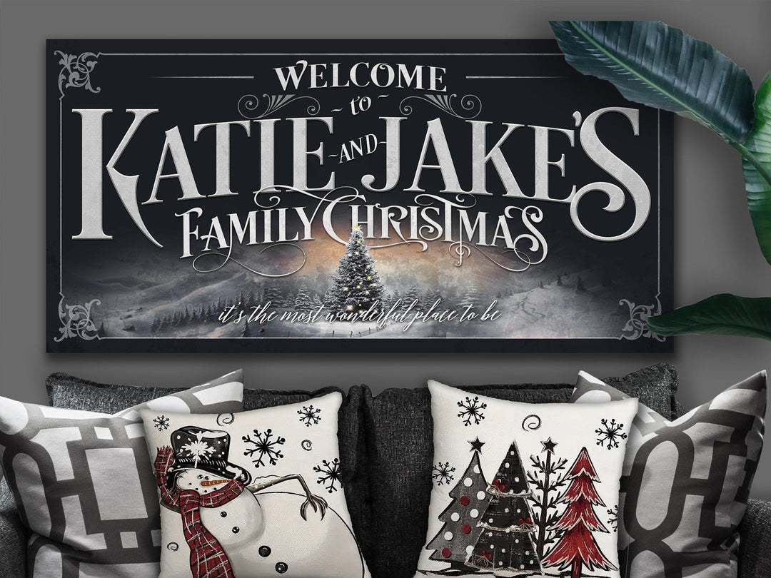 Vintage Christmas Tree Sign | Christmas Tree Decor Sign | Personalized Family Name Christmas Sign | X-Large Old Fashioned Christmas Sign