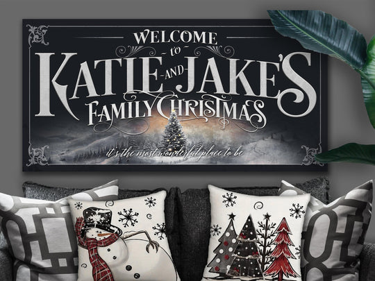 Vintage Christmas Tree Sign | Christmas Tree Decor Sign | Personalized Family Name Christmas Sign | X-Large Old Fashioned Christmas Sign