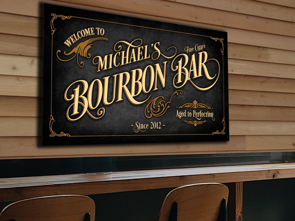 Bourbon Bar Sign Personalized, Bar Wall Decor, Personalized Bar Sign, Vintage Bar Signage