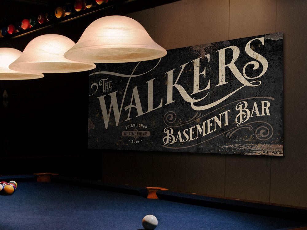 Vintage Basement Bar & Lounge Sign - Metal or Canvas | Custom Basement Bar Sign | Farmhouse Sign | Basement Bar Decor | Custom Basement Sign