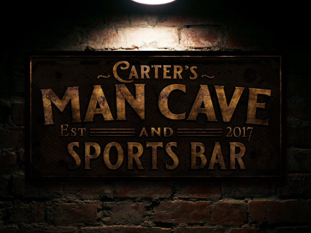 Primitive Man Cave & Sports Bar Sign | Personalized Man Cave Sign | Family Sports Bar Sign | Family Name Sign | Home Bar Sign