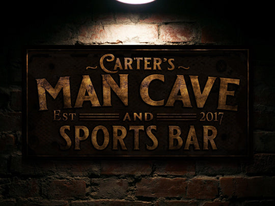 Primitive Man Cave & Sports Bar Sign | Personalized Man Cave Sign | Family Sports Bar Sign | Family Name Sign | Home Bar Sign