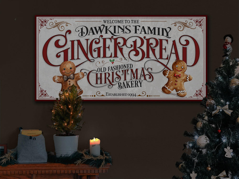 Gingerbread Christmas Sign | Gingerbread Decor Sign | Personalized Christmas Sign | Ginger Bread Christmas | Big Canvas | Big Metal Sign