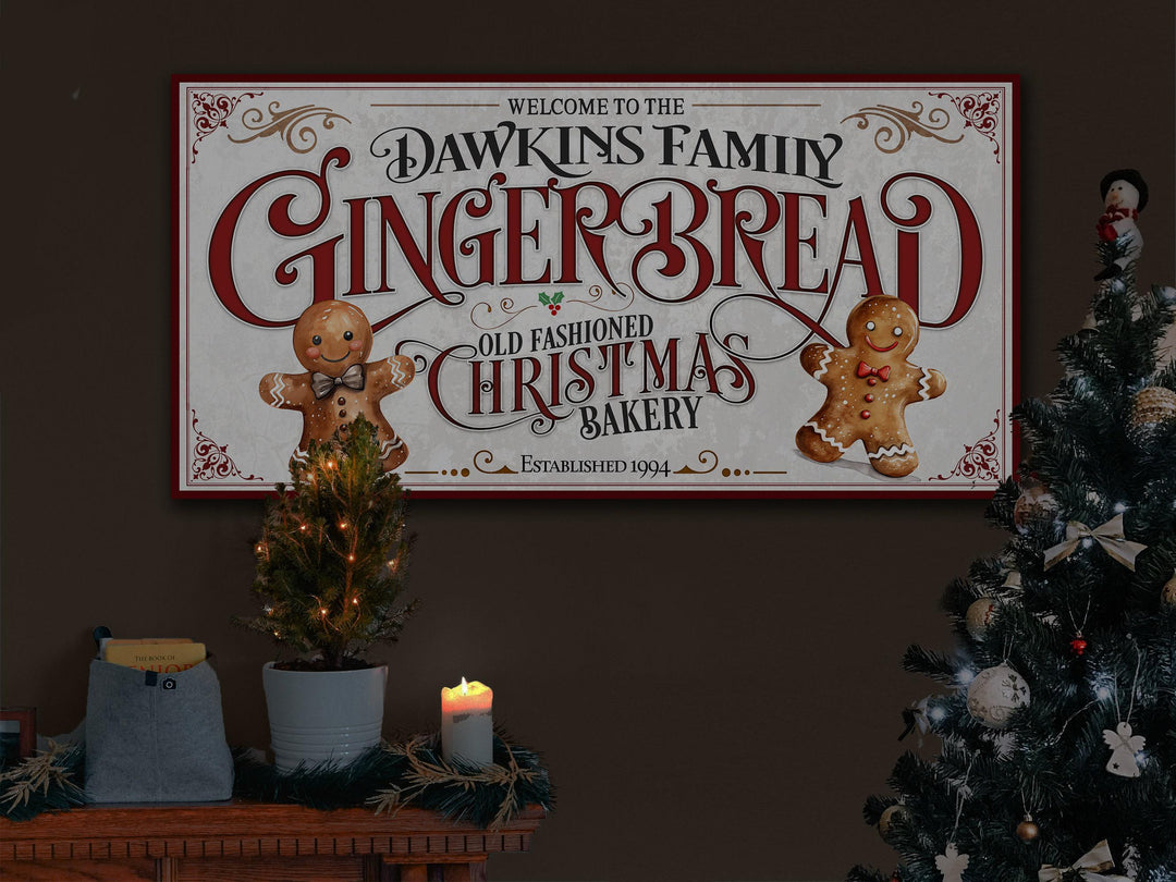 Gingerbread Christmas Sign | Gingerbread Decor Sign | Personalized Christmas Sign | Ginger Bread Christmas | Big Canvas | Big Metal Sign