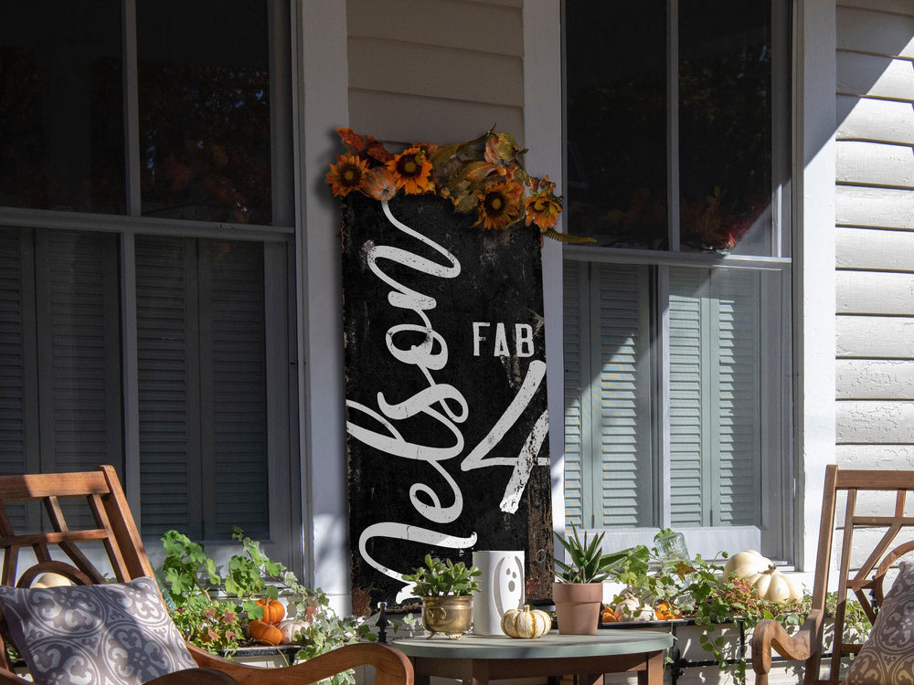 Fabulous 'Fab' Family Sign | Vertical Dark Family Name Sign | Personalized Family Sign | Large Canvas Wall Art | Large Metal Wall Art