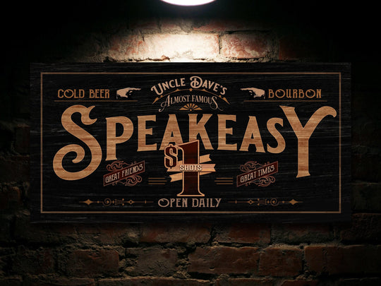Custom Speakeasy Sign | Family Bar Sign | Distressed Wood Grain Speakeasy | Family Name Speakeasy Sign | Personalized Name Patio Sign
