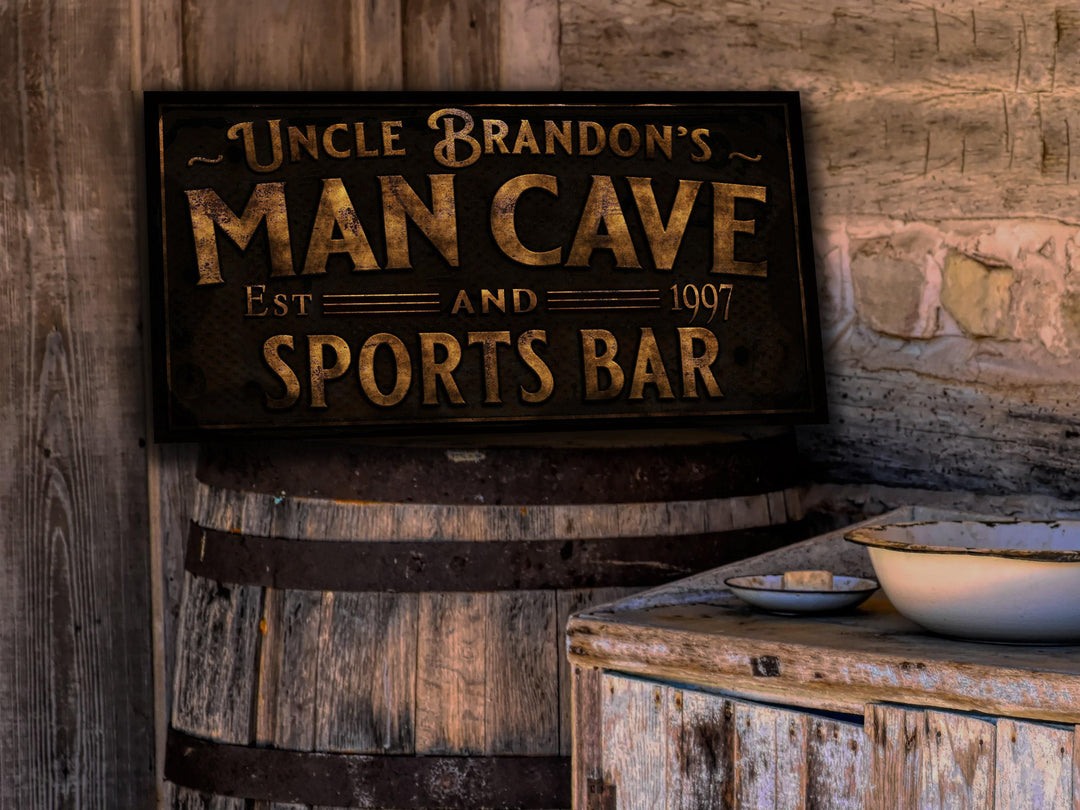 Primitive Man Cave & Sports Bar Sign | Personalized Man Cave Sign | Family Sports Bar Sign | Family Name Sign | Home Bar Sign