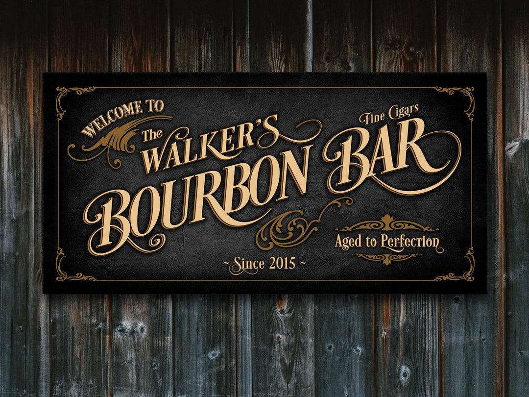 Bourbon Bar Sign Personalized, Bar Wall Decor, Personalized Bar Sign, Vintage Bar Signage