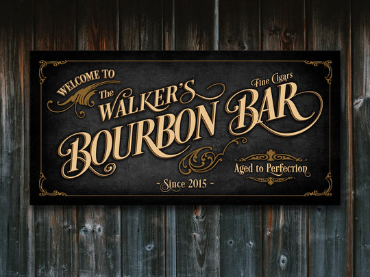 Bourbon Bar Sign Personalized, Bar Wall Decor, Personalized Bar Sign, Vintage Bar Signage