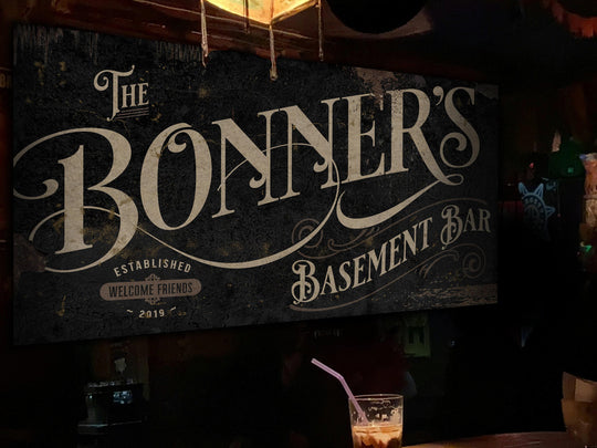 Vintage Basement Bar & Lounge Sign - Metal or Canvas | Custom Basement Bar Sign | Farmhouse Sign | Basement Bar Decor | Custom Basement Sign