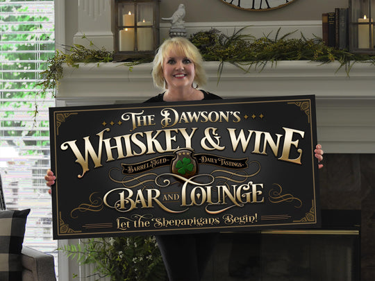 St Patricks Sign, St Patrick Decor, St Patricks Day, Wine Bar Sign, Personalized Whiskey Bar Decor, Personalized Whiskey and Wine Bar Sign