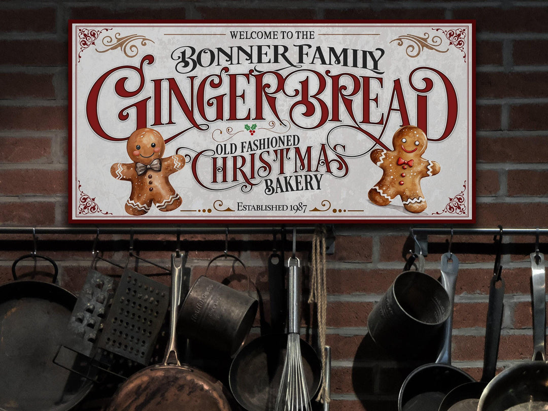 Gingerbread Christmas Sign | Gingerbread Decor Sign | Personalized Christmas Sign | Ginger Bread Christmas | Big Canvas | Big Metal Sign