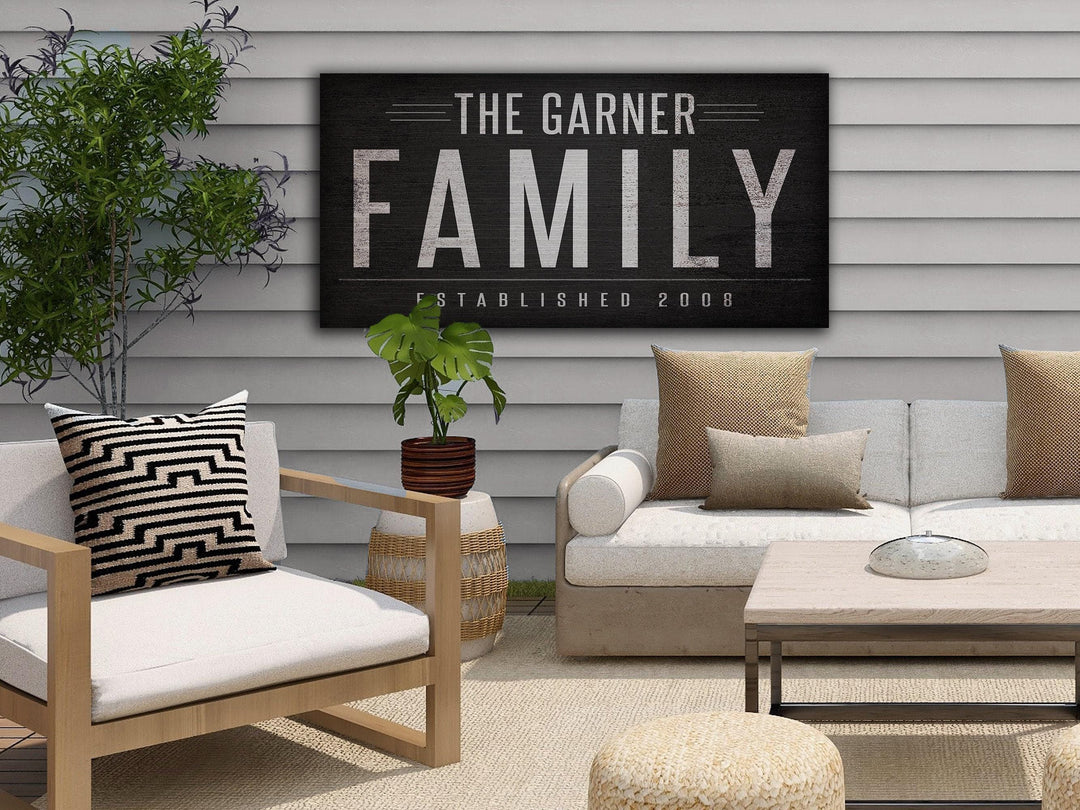 Dark Family Name Sign Personalized with the Last Name and Established Year